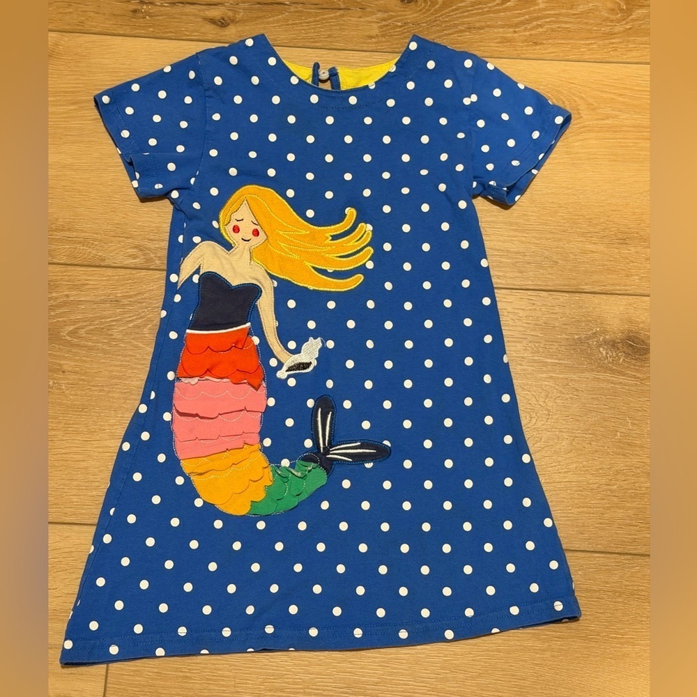 Mermaid Blue Polka Dot Dress Girls size 6